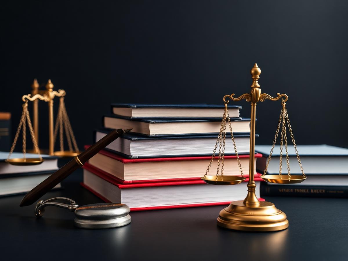 Law books and scales of justice